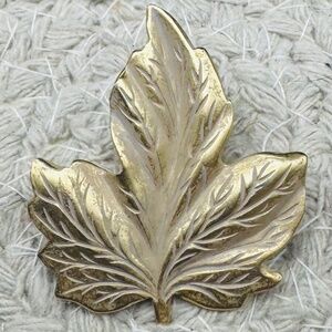 Gold Tone Brush Color Leaf Pin